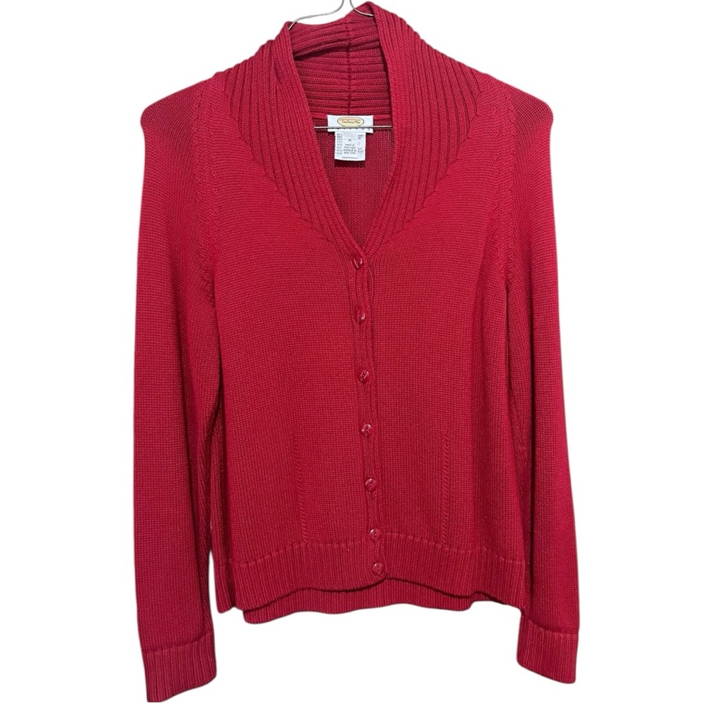 Classic Red Button-Up Shawl Collar Sweater - Talbots